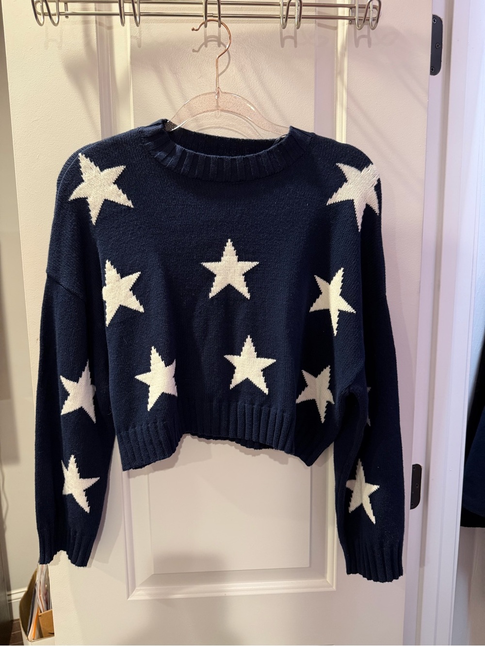 moon & madison Navy Sweater with White Star Pattern